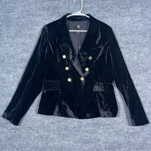 NWT House‎ of Harlow Women’s Medium Black Velvet Double Breasted Holiday Blazer